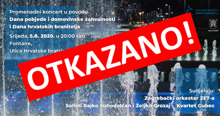 Otkazan je promenadni koncert Zagrebačkog orkestra ZET-a!