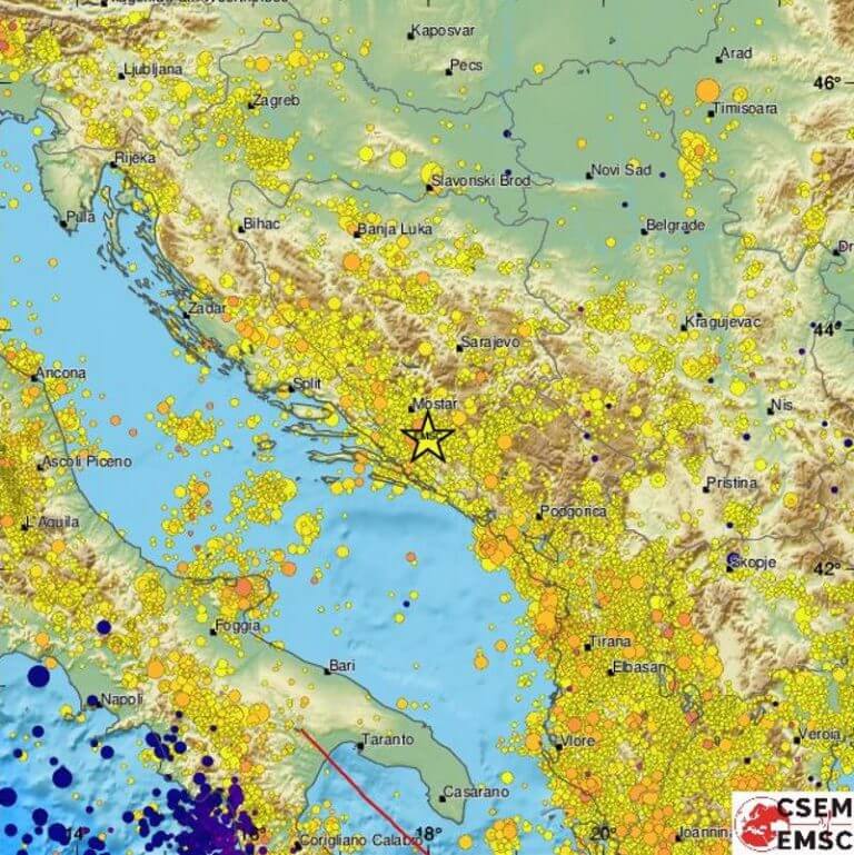 Objavljena karta svih potresa na jugoistoku Europe od 1960. do danas, pogledajte koji su bili najjači